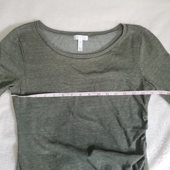 Leith Womens Long Sleeve Fitted Bodycon Med Ruched Dress Assymetrical Hem Green - Picture 6 of 12